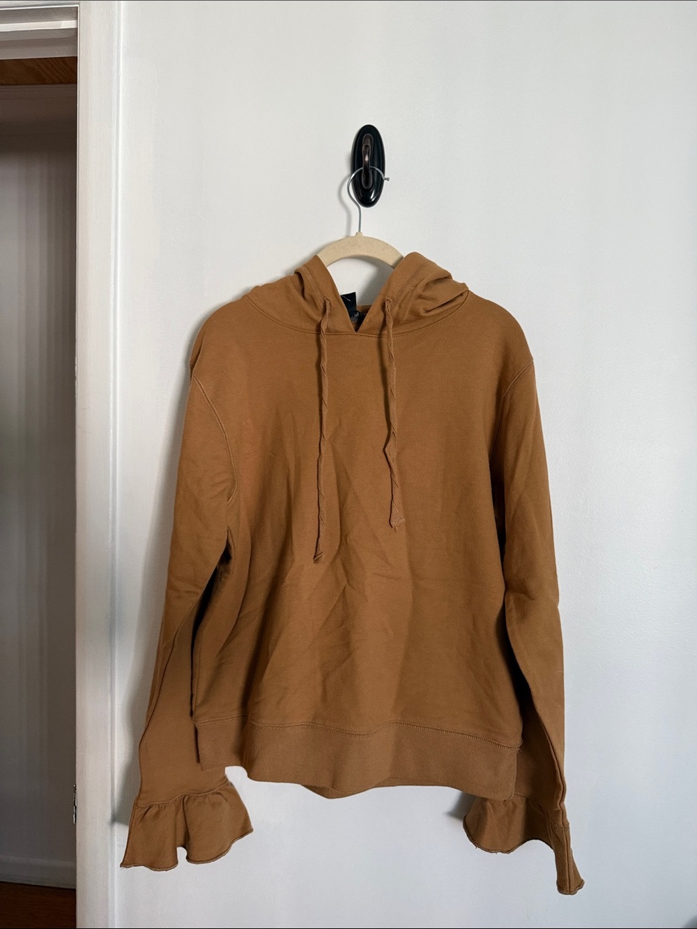 NWT Jcrew flare cuff hoodie sweatshirt brown size medium K1696